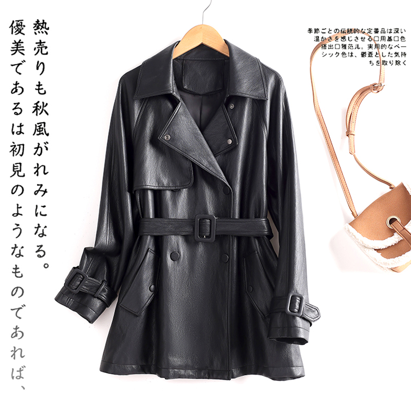 林海宁专属绵羊皮风衣外套女装网红休闲皮衣长款中长款修身秋冬