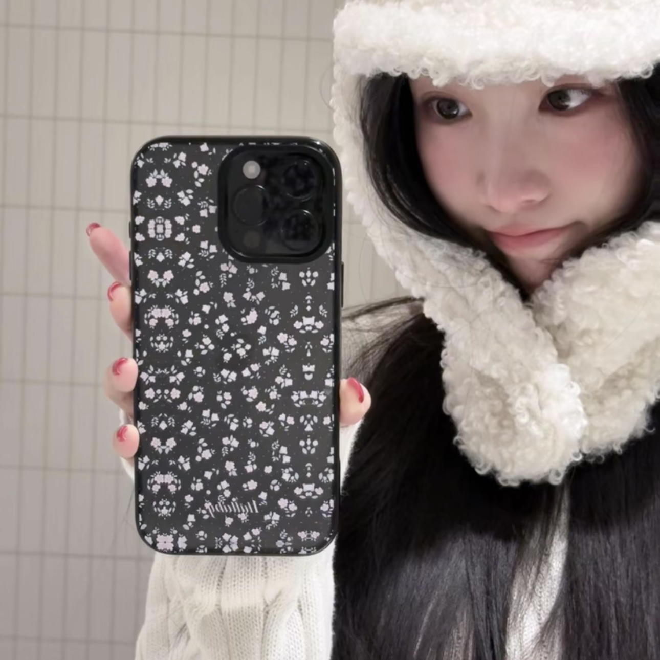 高级感碎花适用苹果17promax手机壳iPhone16玻璃15/13全包14网红