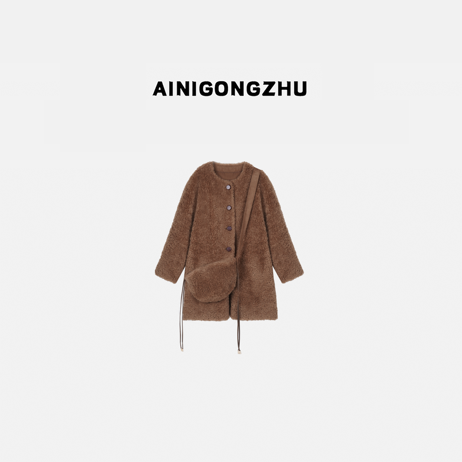 AINIGONGZHU/艾妮公主2025新款女保暖中长款100全羊毛外套Y68965