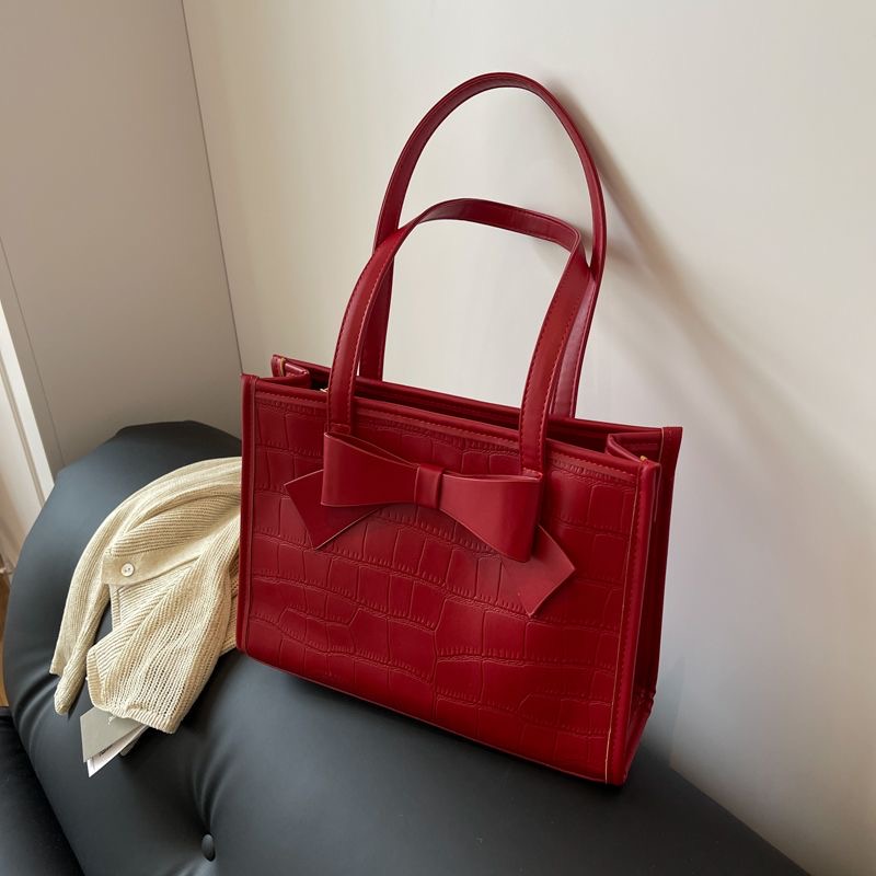 旅行红色包包高级大容量新款蝴蝶结新娘手提时尚单肩托特10