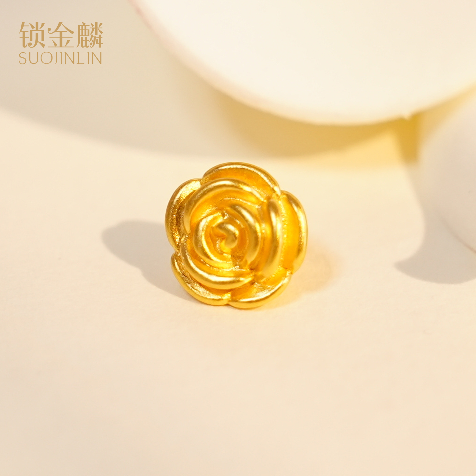 足金玫瑰花挂坠玫瑰配饰女款送女友送闺蜜礼物浪漫百搭