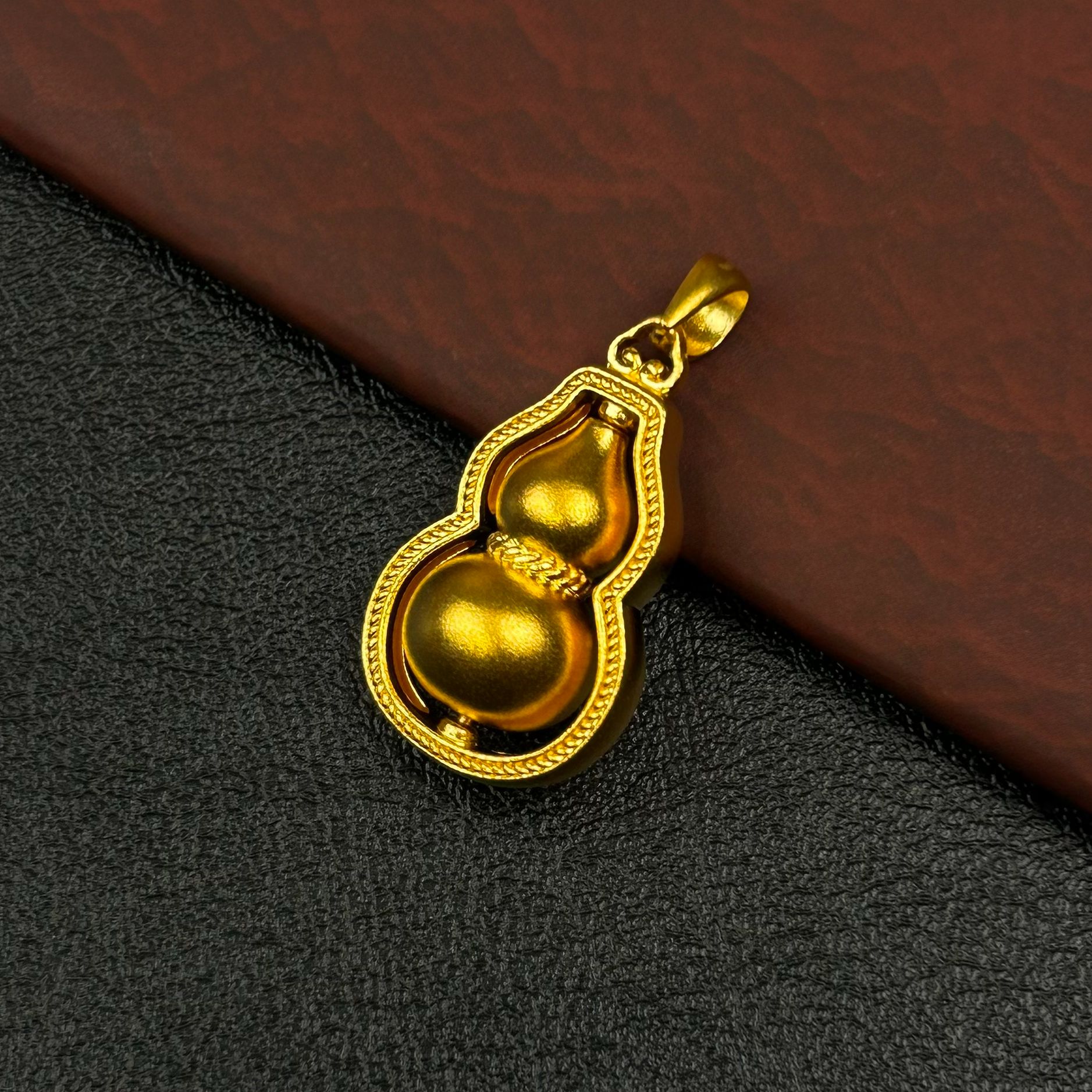 足金999真金古法金时来运转吊坠