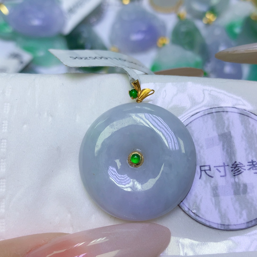 翡翠18K金镶嵌颈饰天然缅甸翡翠a货百元以上9元证书费自理