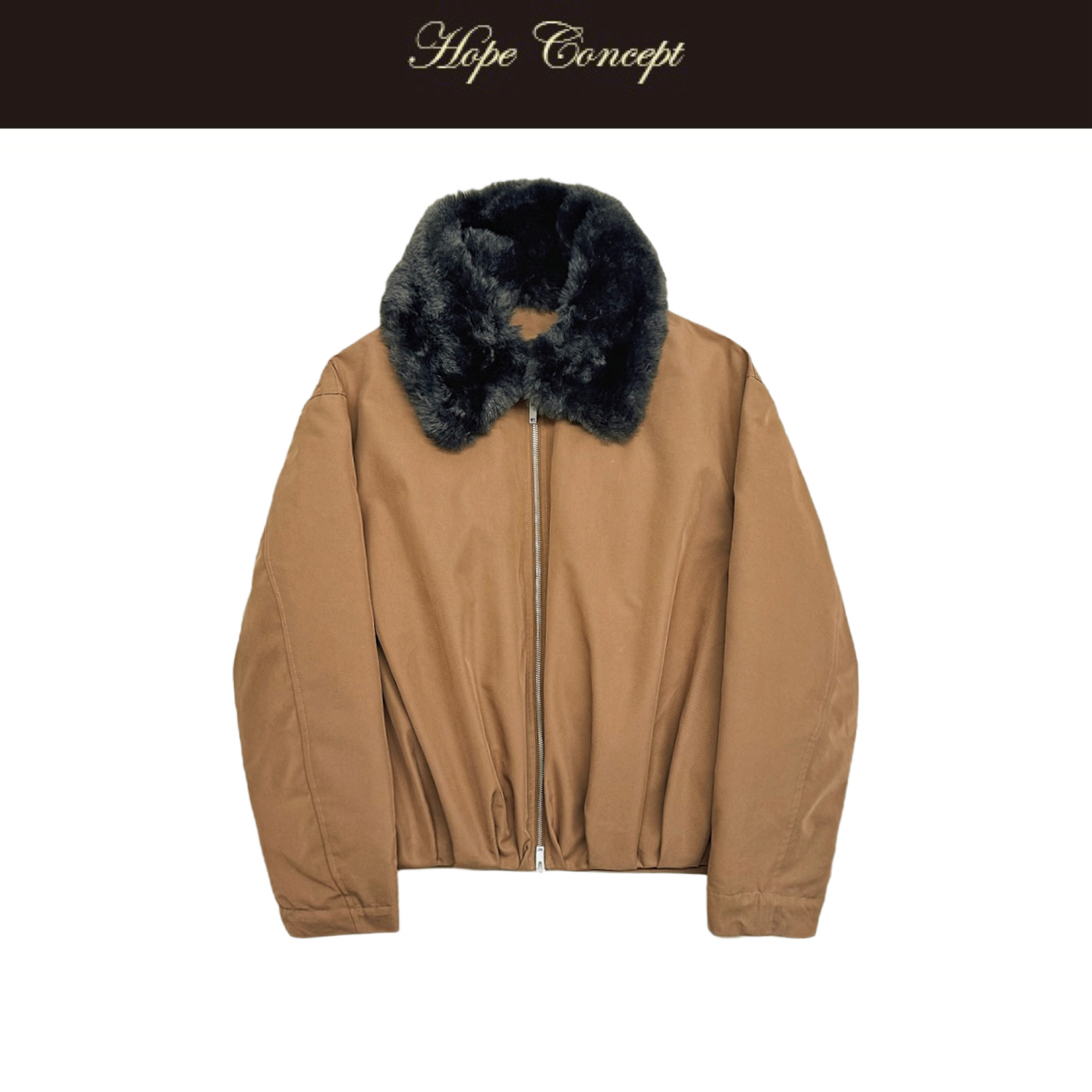 25545#HOPECONCEPT时髦入冬羽绒服复古可拆卸仿水貂毛领派克巴恩