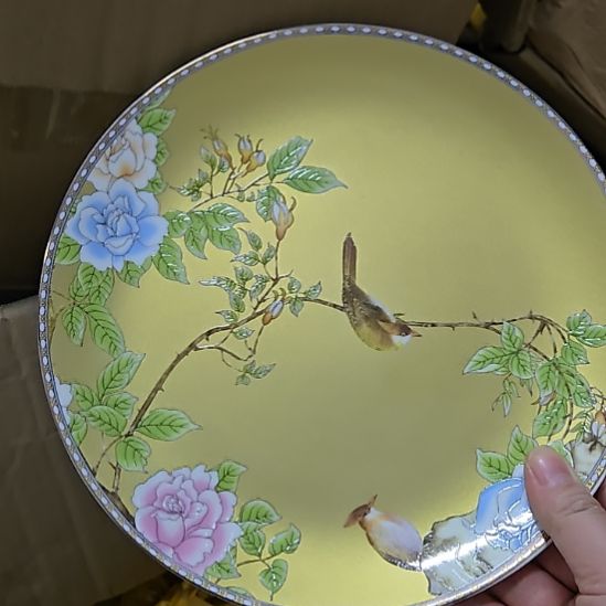 瓷片瑕疵背面色脏琴瑟和鸣8寸4个浅盘6666