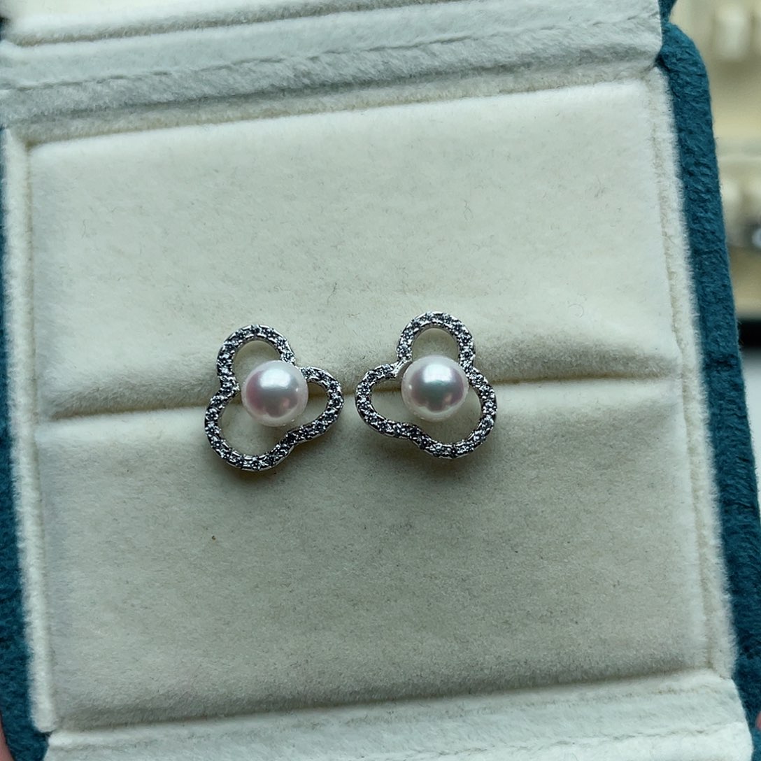 海水珍珠耳饰银S925镶嵌