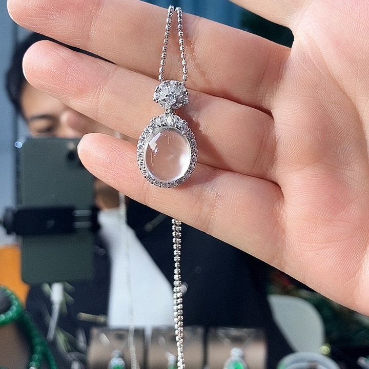 石英质玉吊坠(不含链)银S925镶嵌