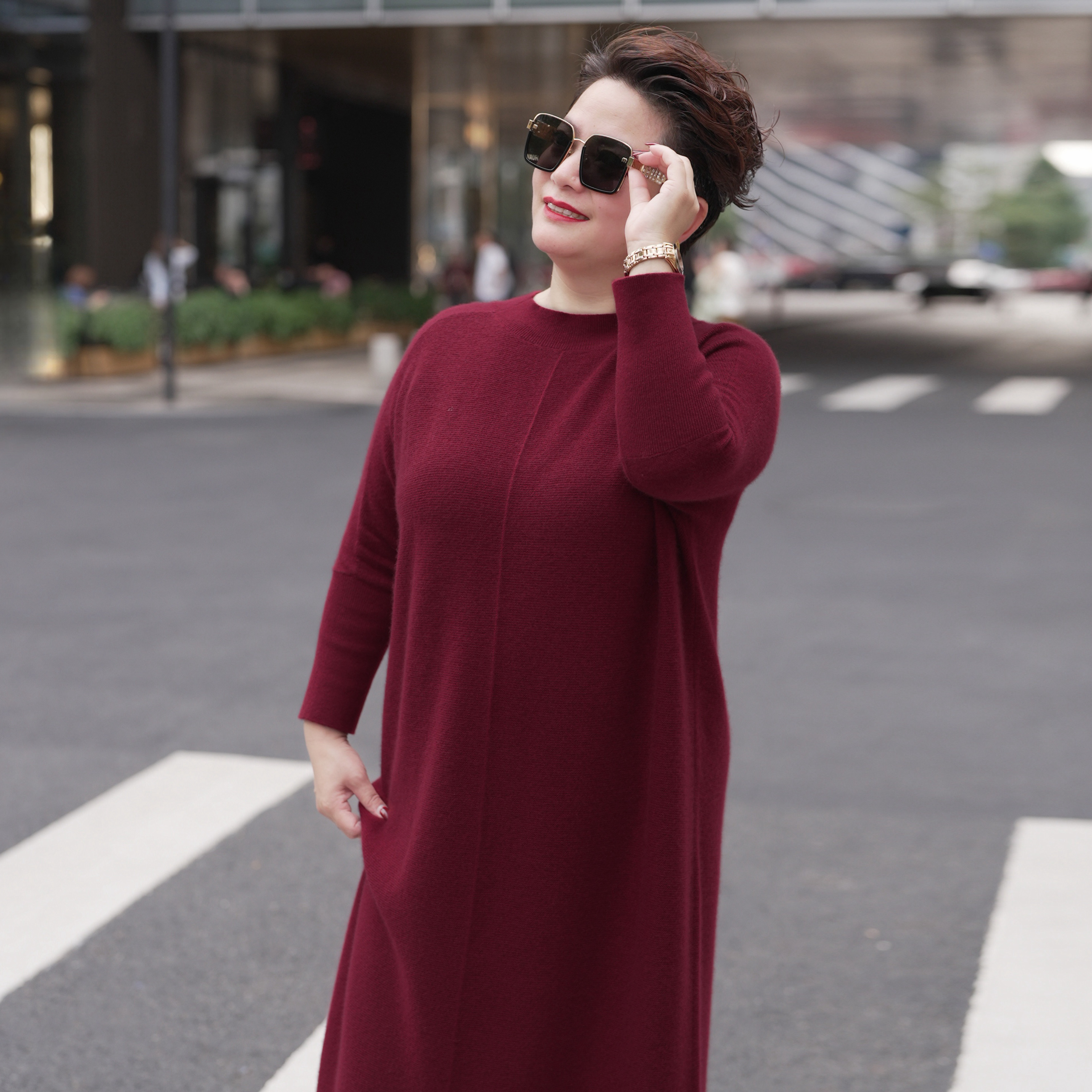 2025秋冬新款典雅简洁羊毛混纺保暖高品连衣裙0353