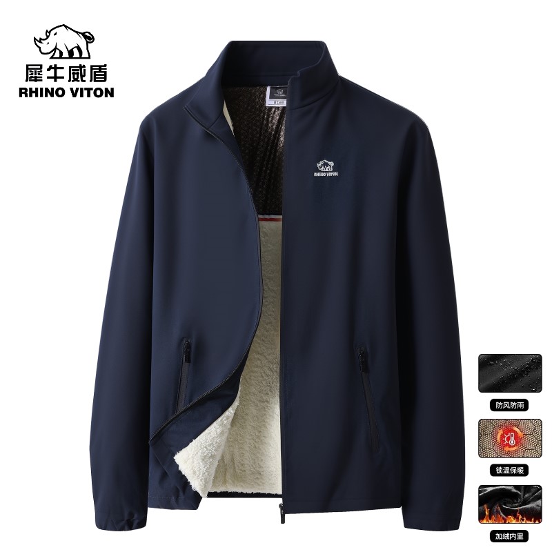 五防立领刺绣5.0石墨烯黑金升级加绒加厚夹克外套拉链口袋J899-T2