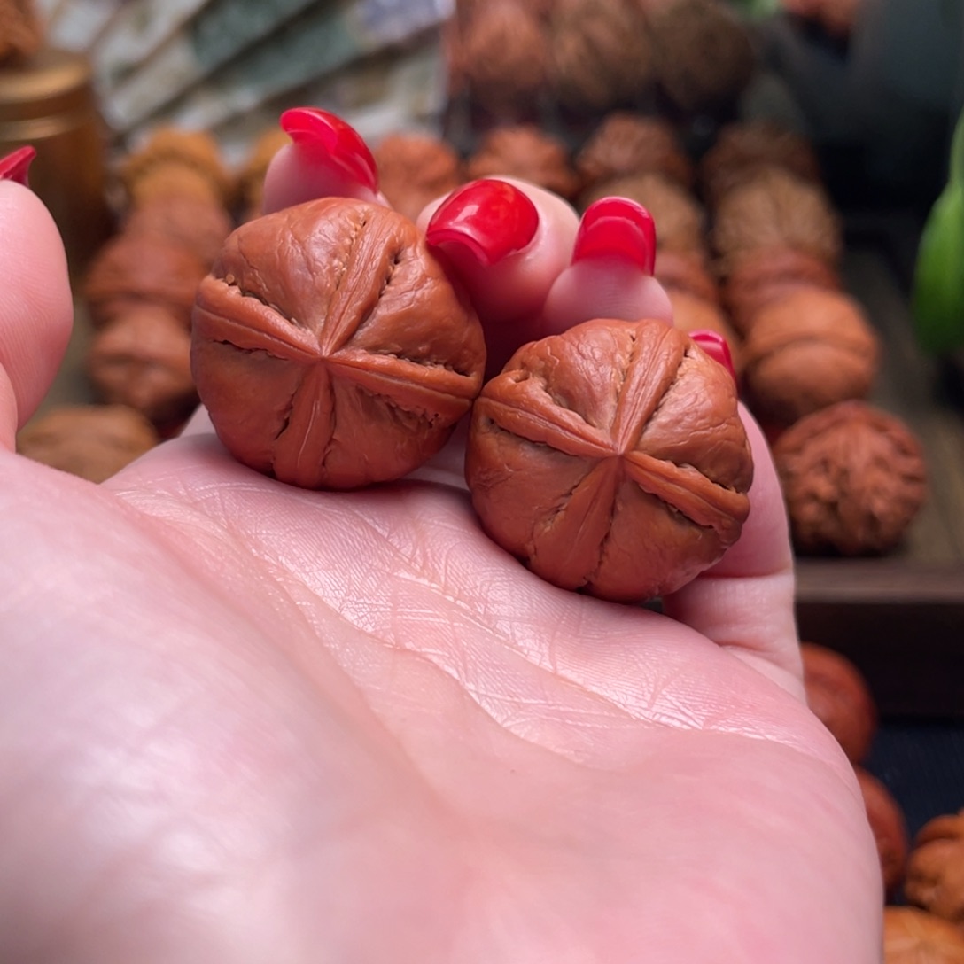 把件文玩核桃老*龙珠四棱