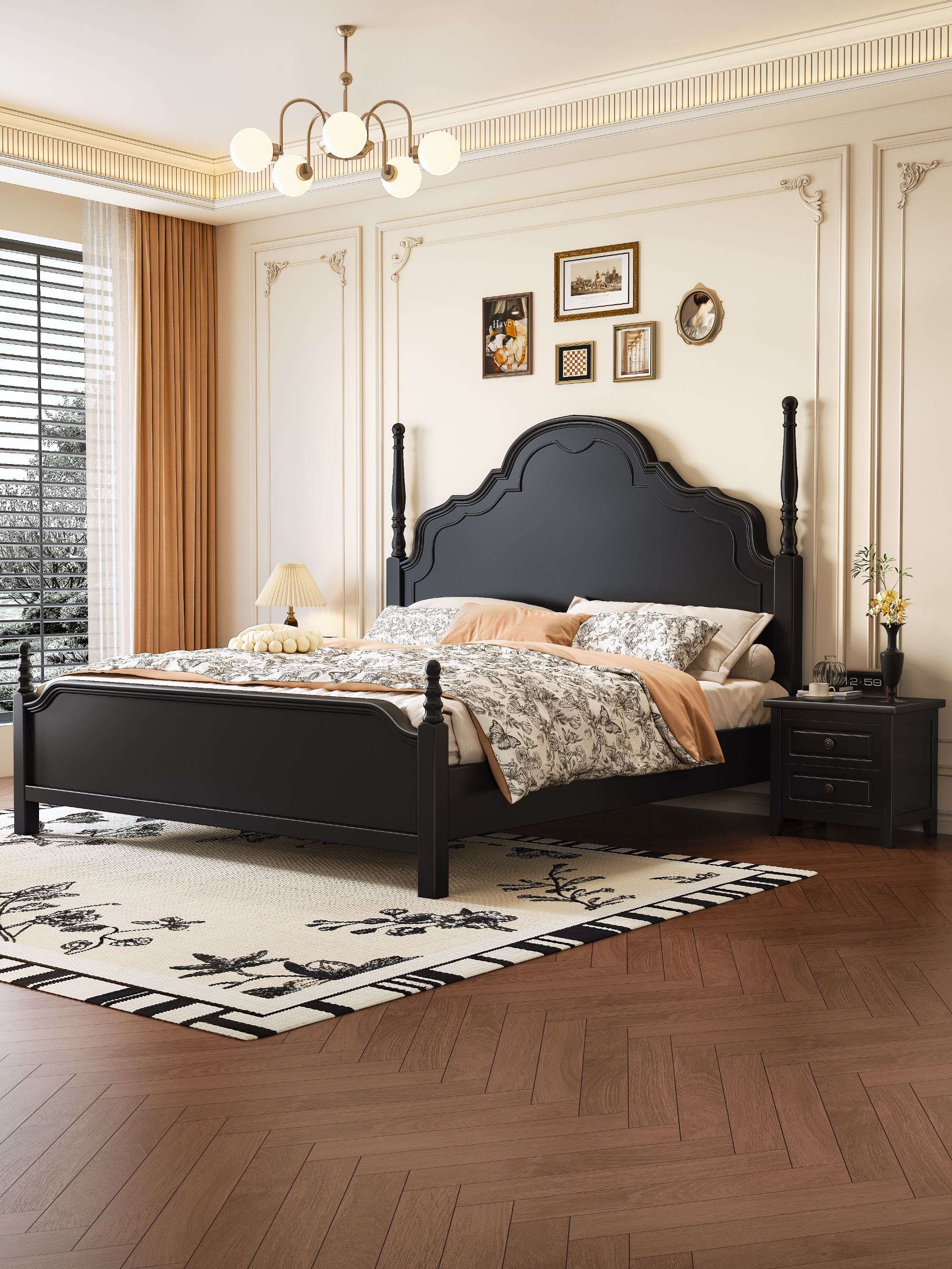 法式复古风实木简约主卧大床1.8米双人床1.5米