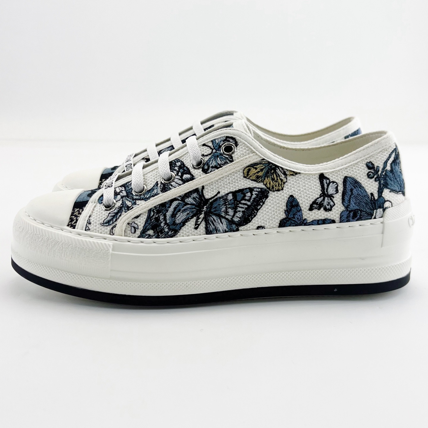 未使用 DIOR/迪奥 37码/白色蝴蝶印花系带低帮厚底板鞋/18532889