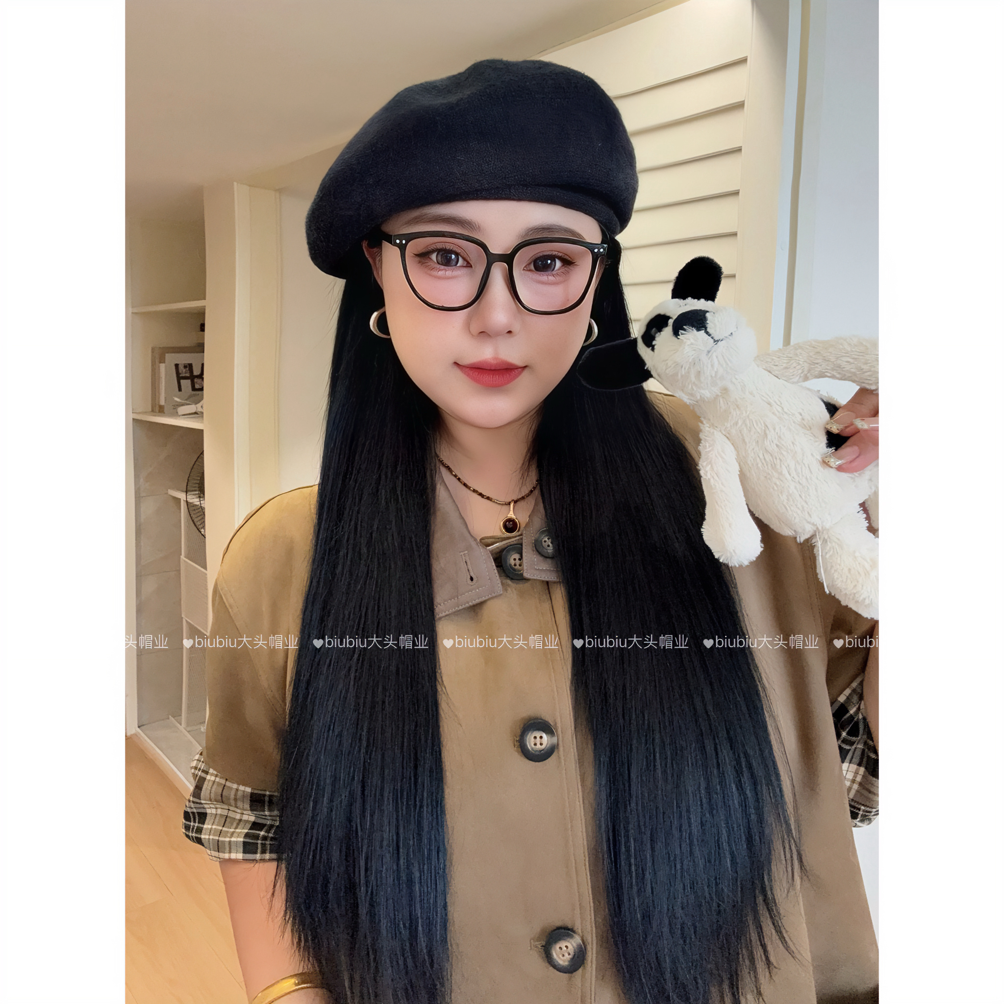 【55cm-65cm】韩国定制大头围“细线定型”针织贝雷帽 显脸小贝雷帽