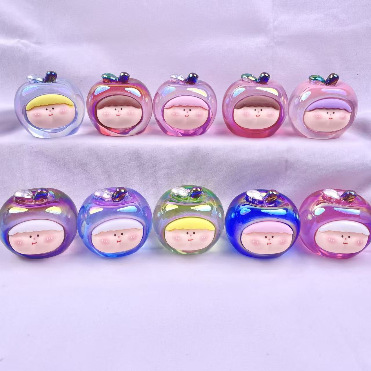 可爱立体电镀苹果大号萌粒树脂潮玩车载情侣摆件手工网红创意手办