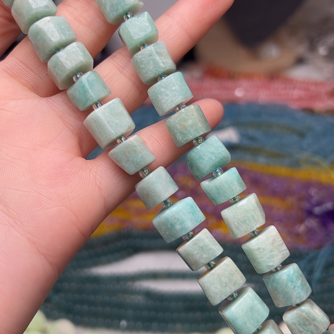 玛瑙/玉髓合金珠宝半成品Y542。11天然天河石厚切一条