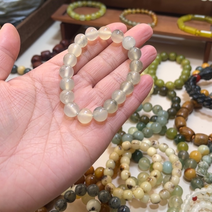 活***～蛇纹石玉未镶嵌手链卡10