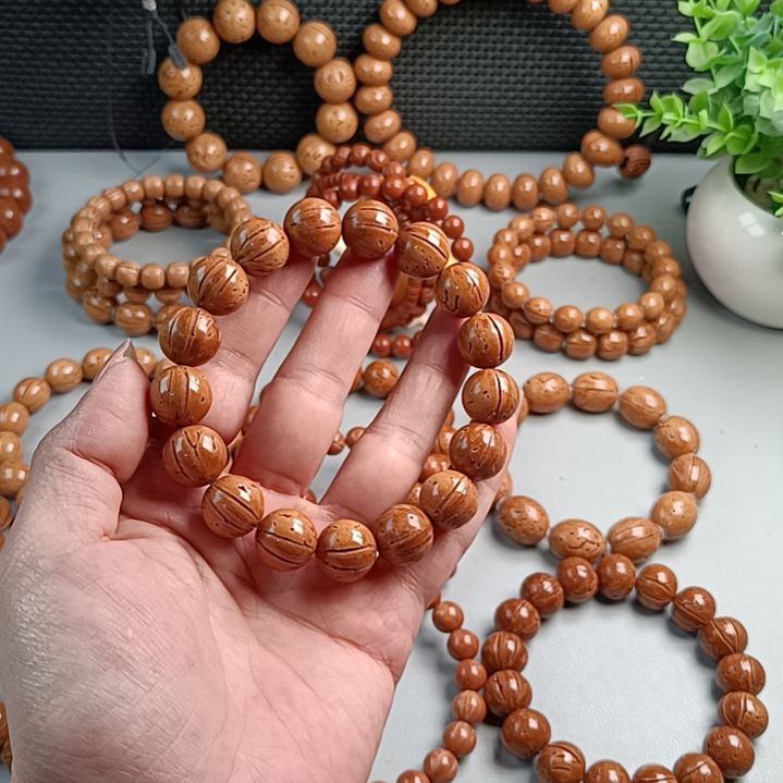 桃核手串铁籽密纹黄皮14