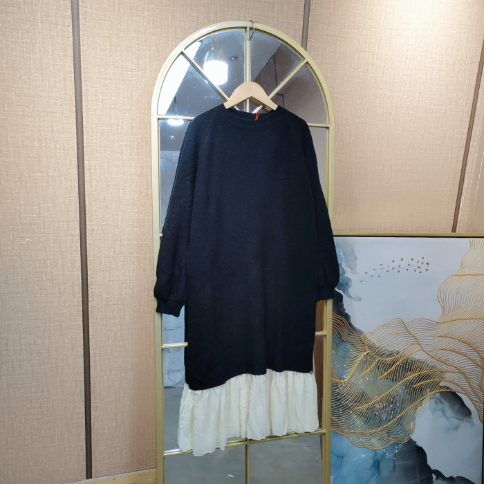 AF272孕妇黑色毛衣裙100-140