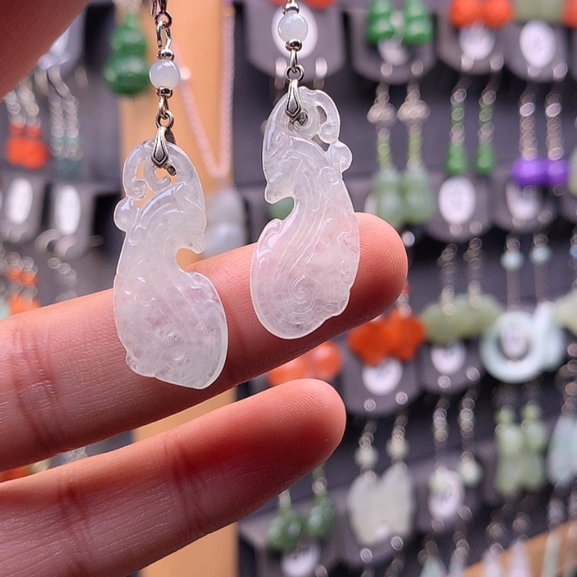 【闪购商品】翡翠耳饰银S925镶嵌满意