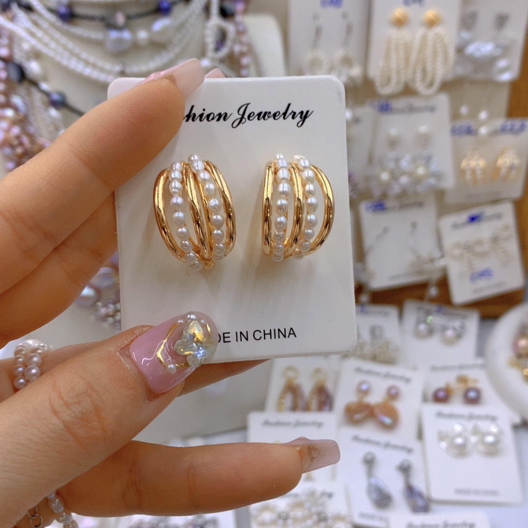 淡水珍珠耳饰 银S925镶嵌