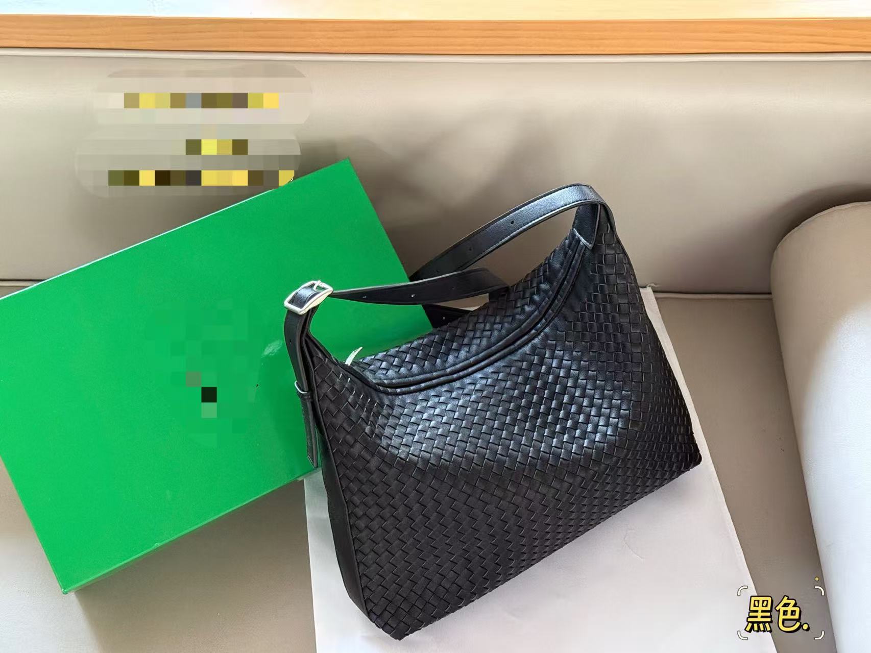 时尚单肩包编织托特包单肩黑色纯色简约风