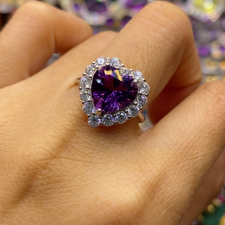 水晶戒指银S925镶嵌天然水晶戒指