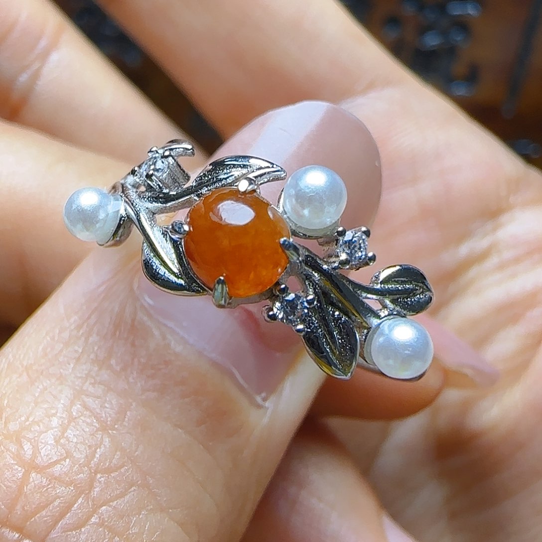 翡翠戒指银S925镶嵌翡翠50