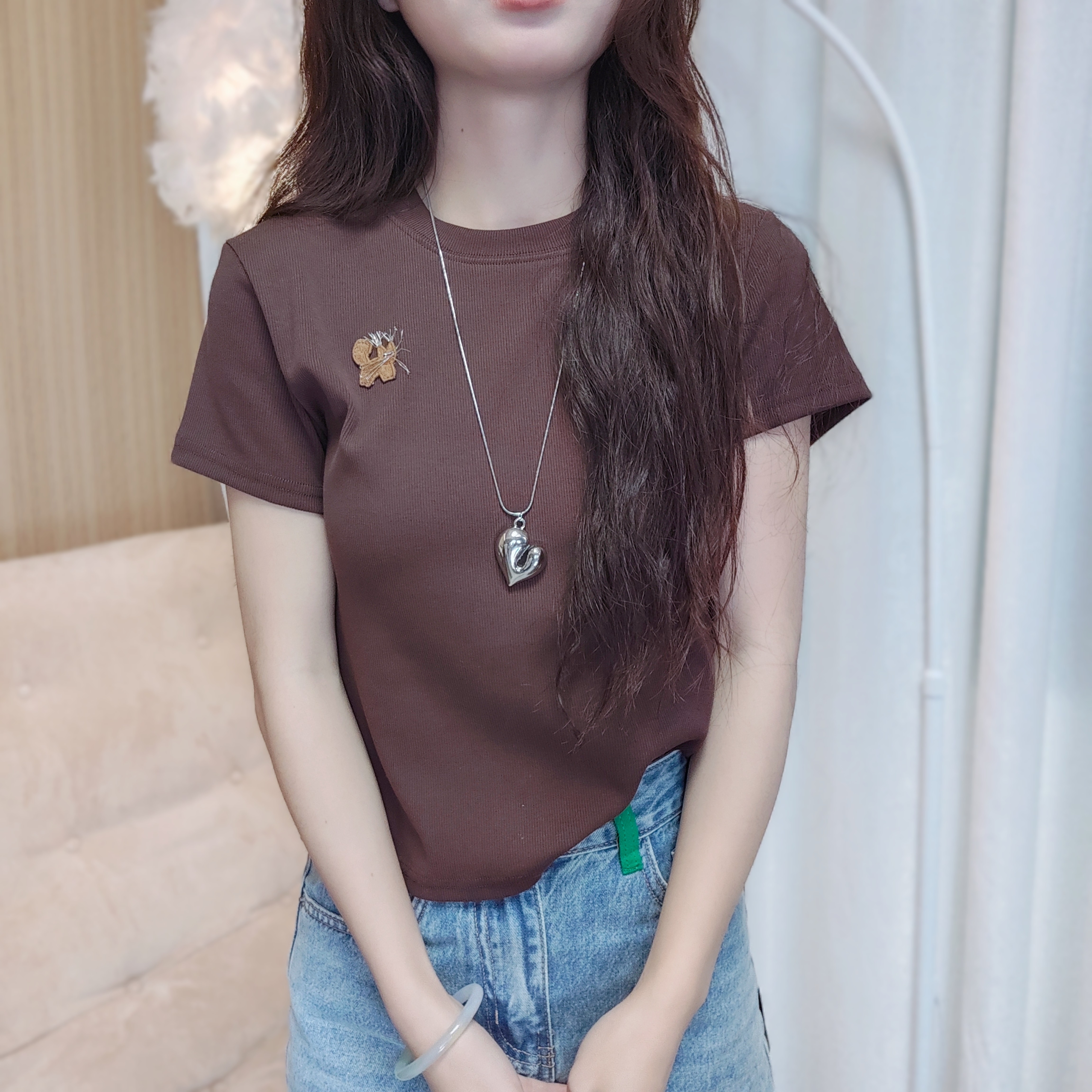 圆领短袖t恤女打底衫夏季新款上衣5037