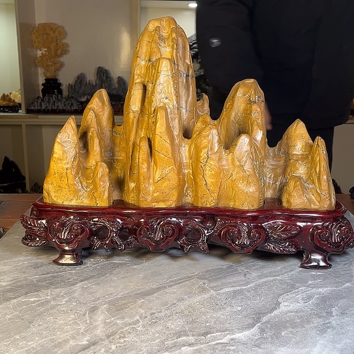 松***青奇石茶宠鱼缸文房摆件 