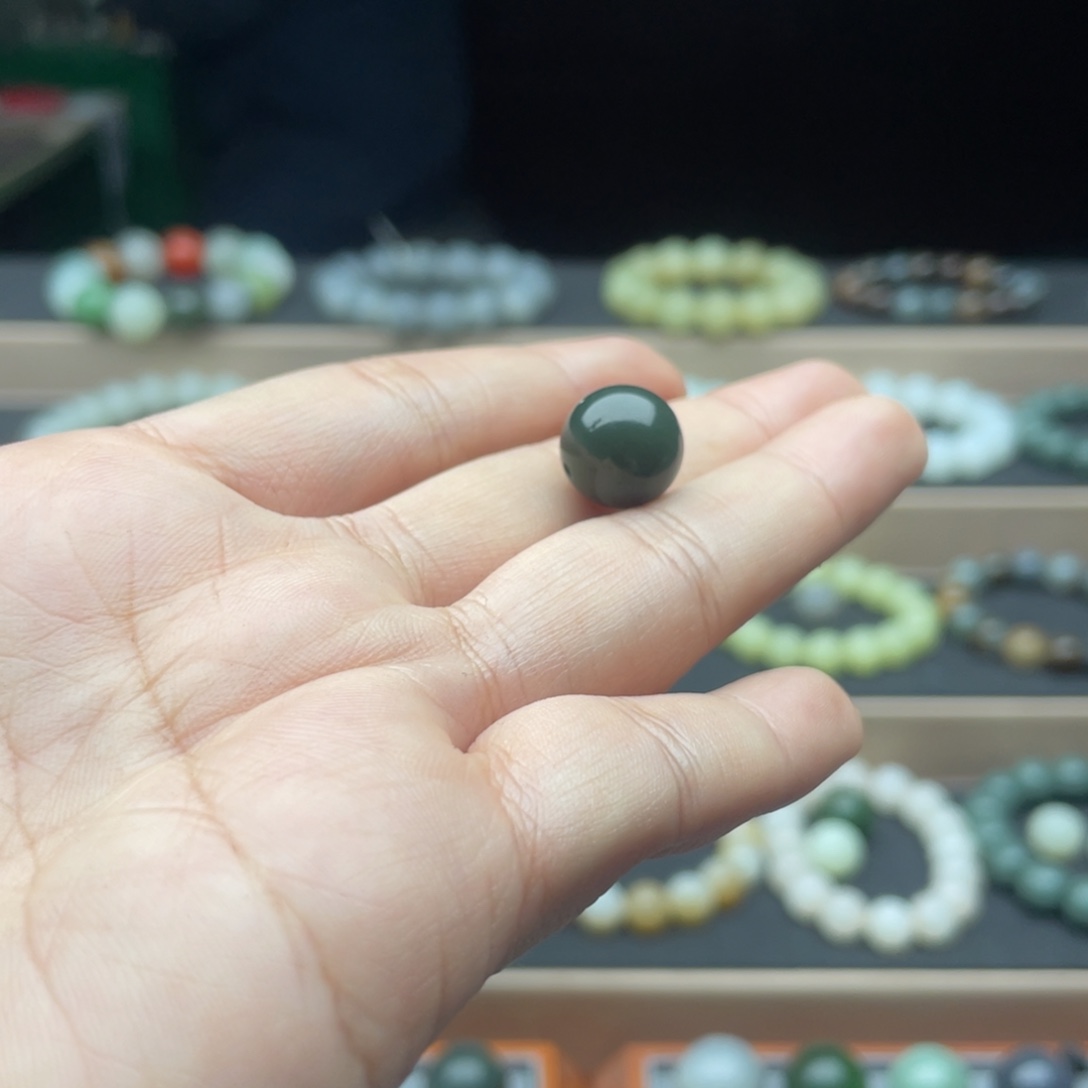 和田玉单珠12未镶嵌长****流