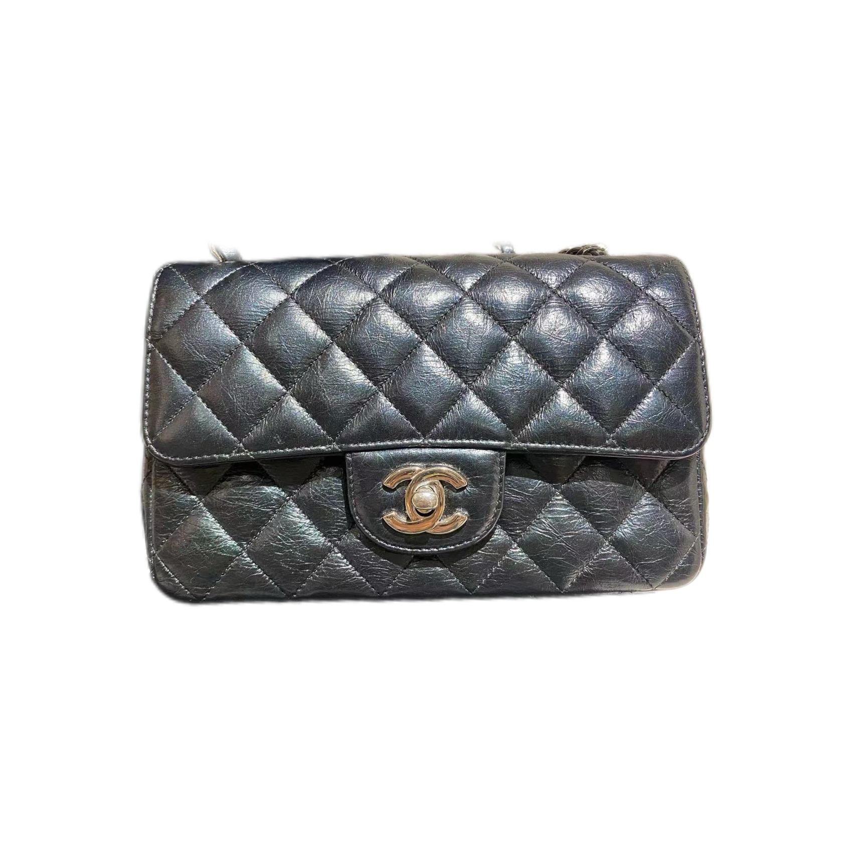 95新 Chanel/香奈儿 CF大mini 油蜡牛皮 复古绿/JW1135