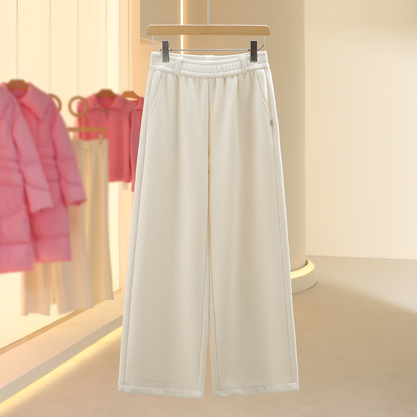 【芙】韩系加绒洋气宽松休闲长裤2025冬季新款今年流行女装