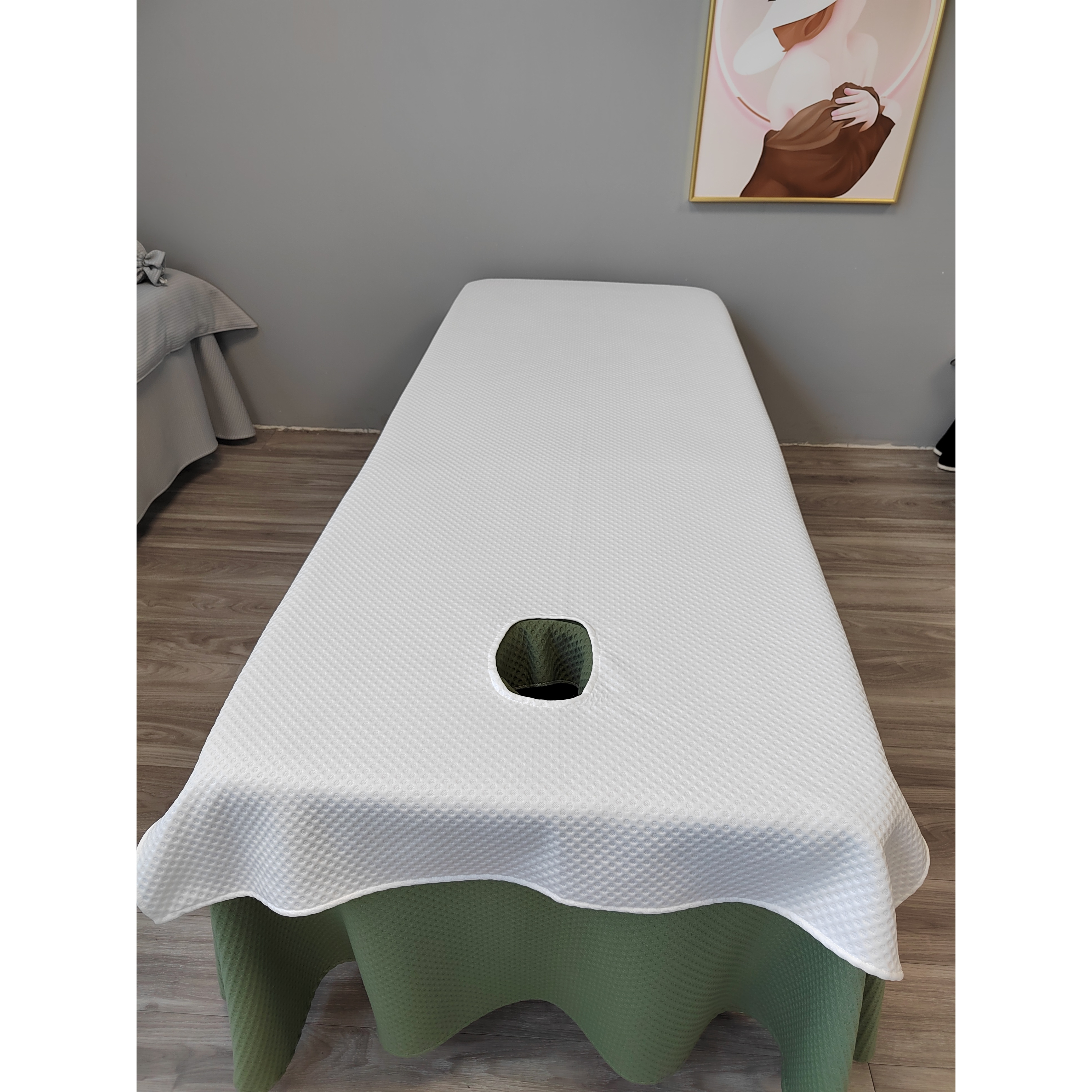 2025新款四季通用纯色美容院床单推拿棉麻床单件