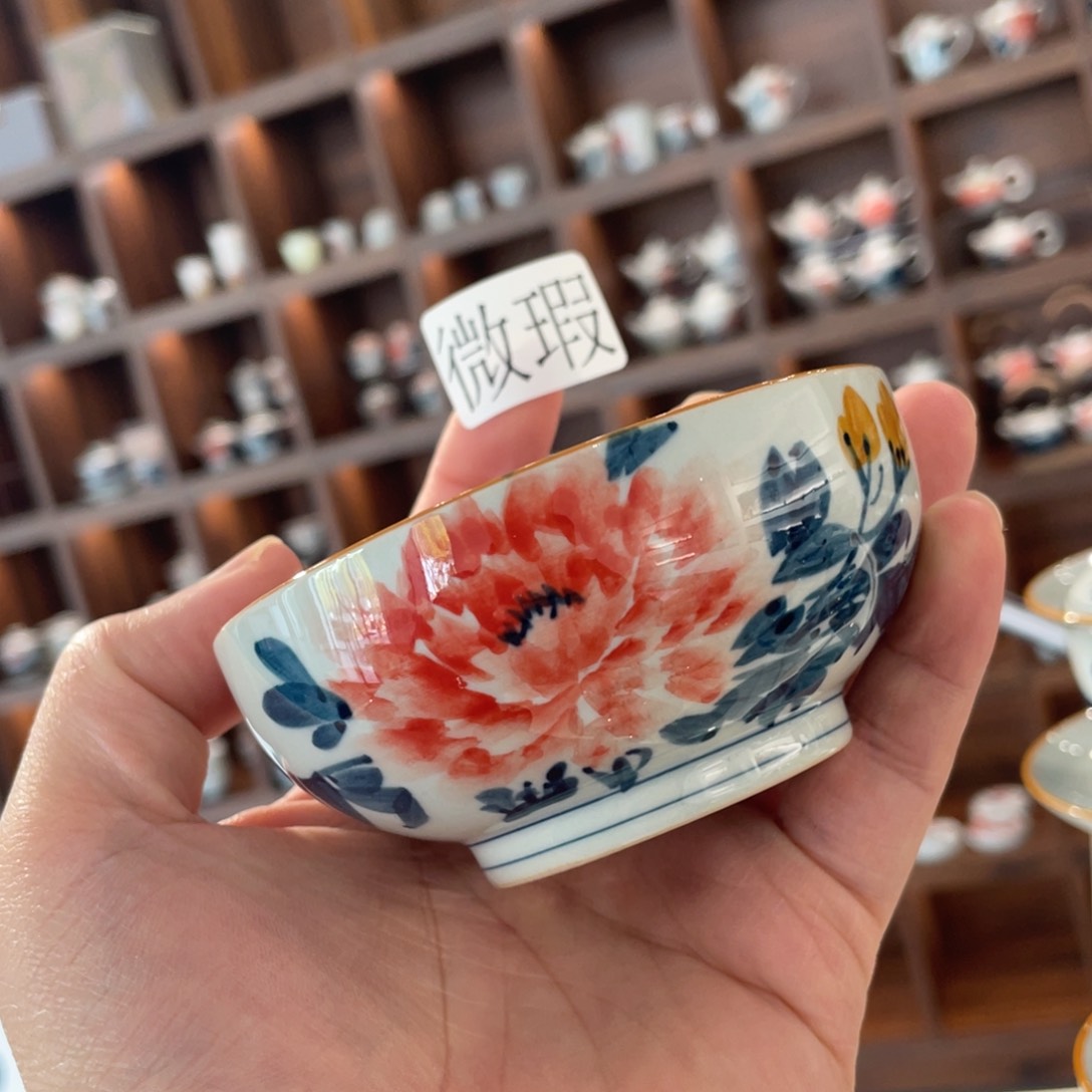 釉下手绘茶具微瑕