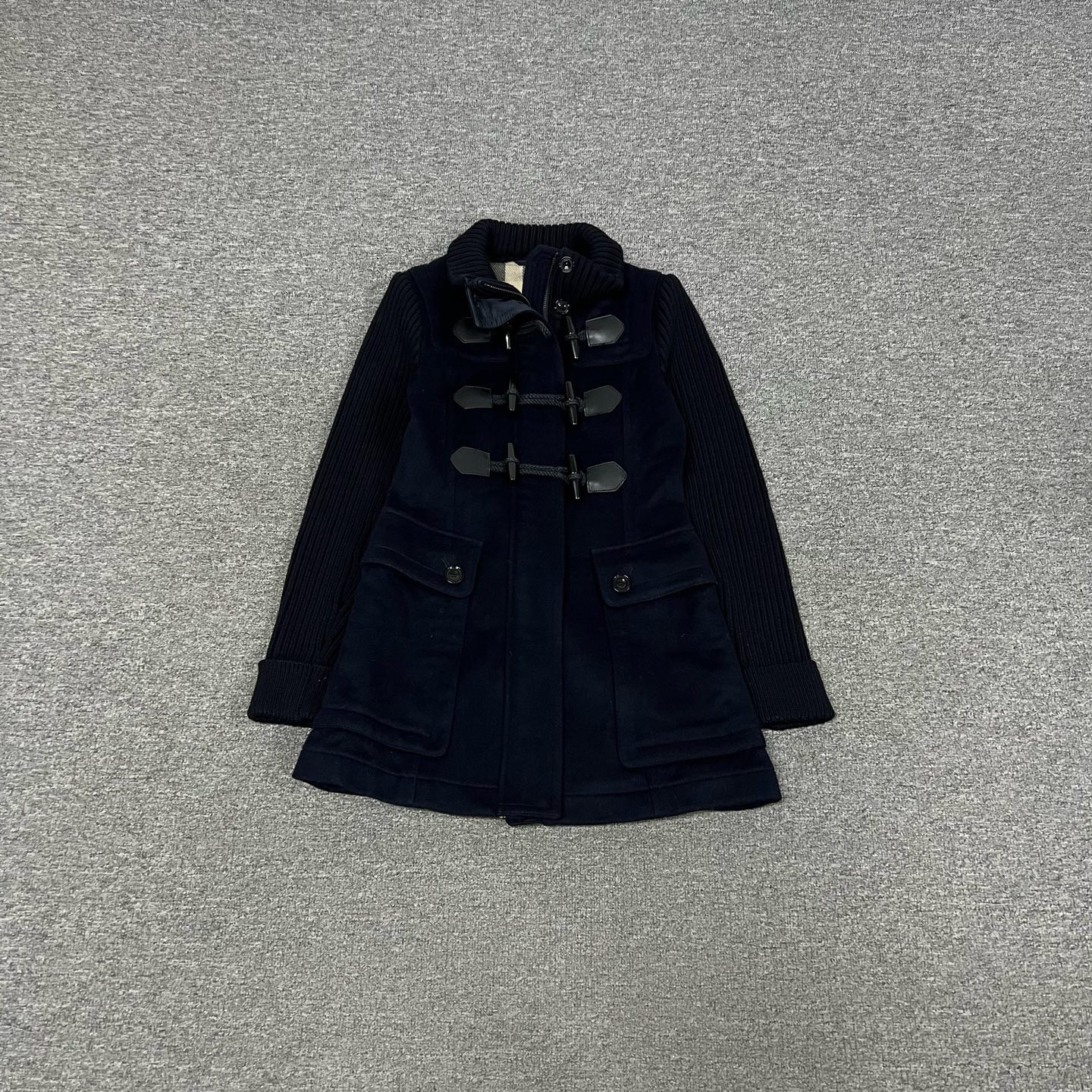 99新 AMIPARIS Burberry 拼接 牛角扣 大衣 uk4