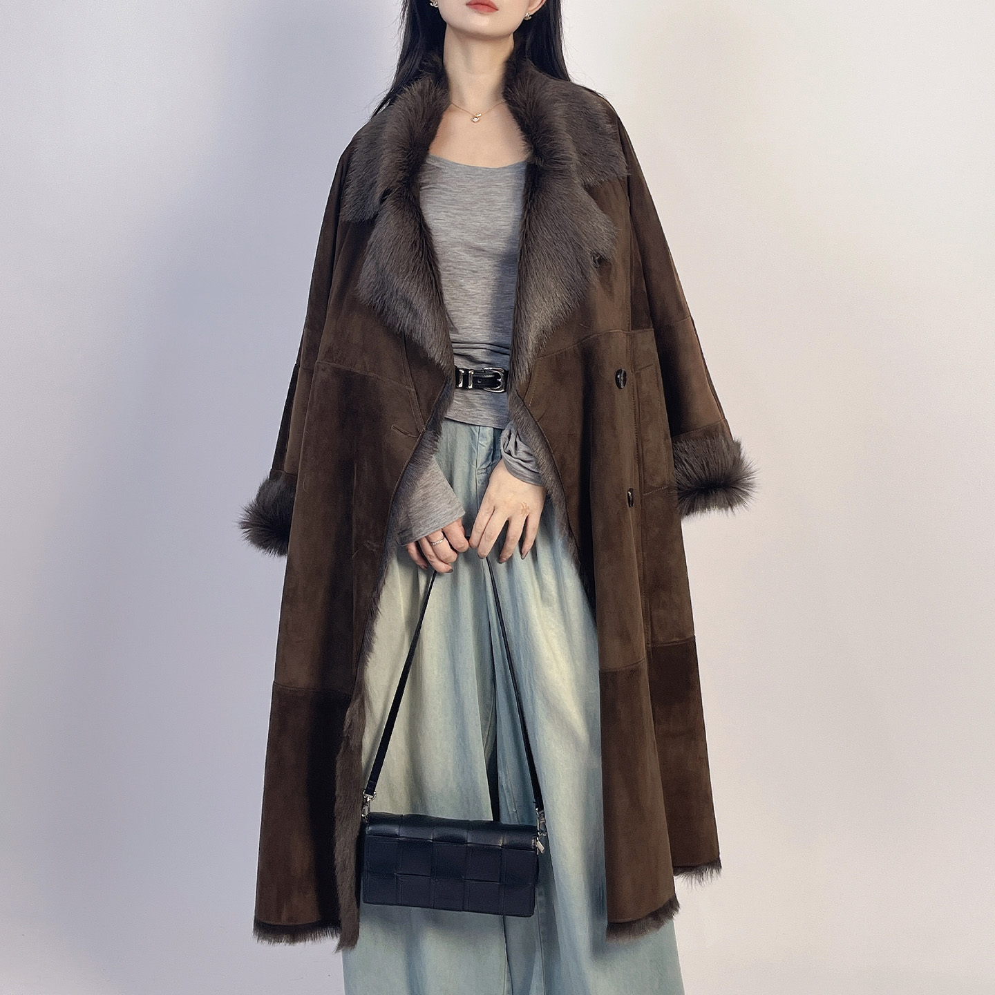 轻奢2025新款海宁山羊毛皮毛一体外套女时尚气质显瘦百搭皮草大衣