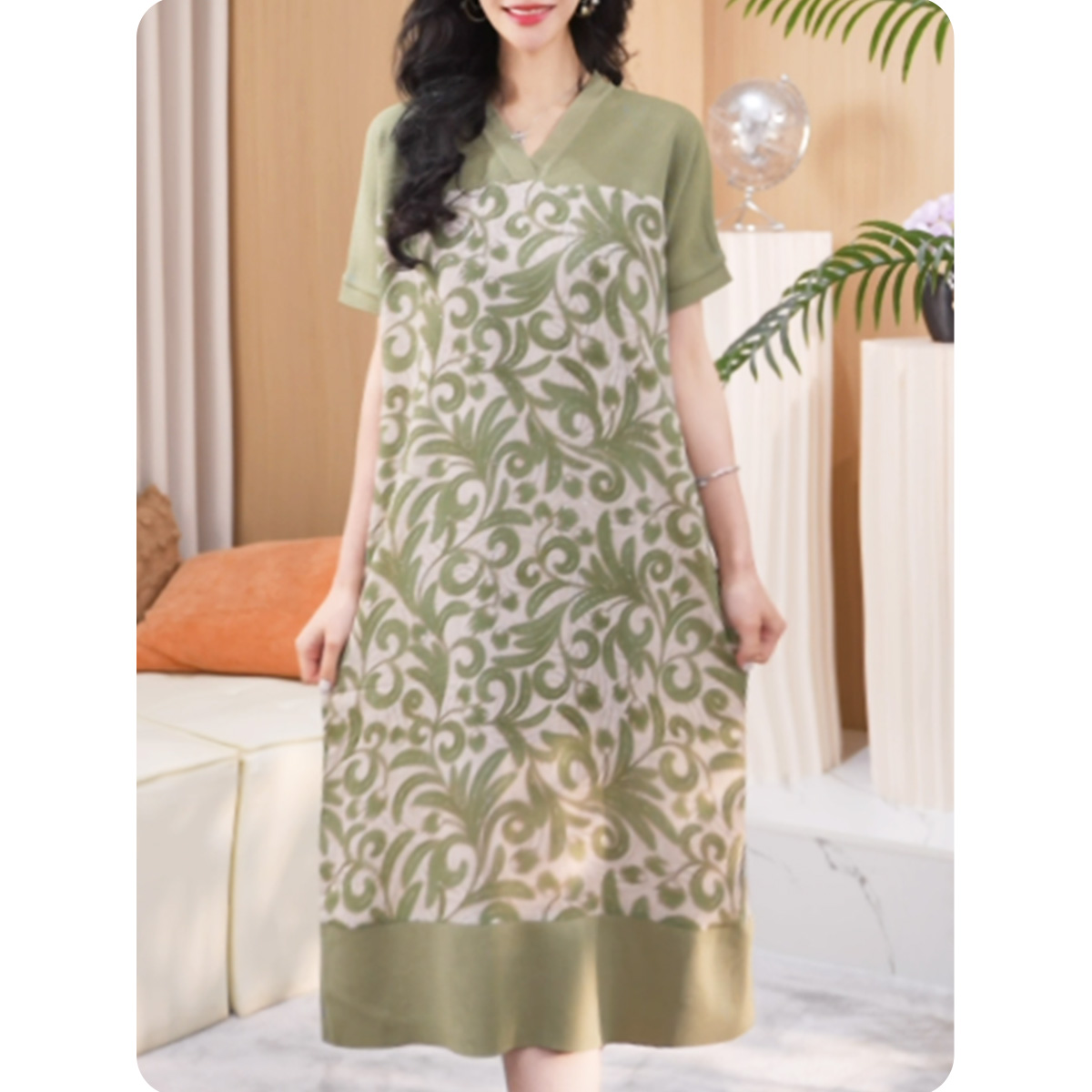 [TL2]绿妍新品女士宽松连衣裙中长款休闲女装2ZL0125789