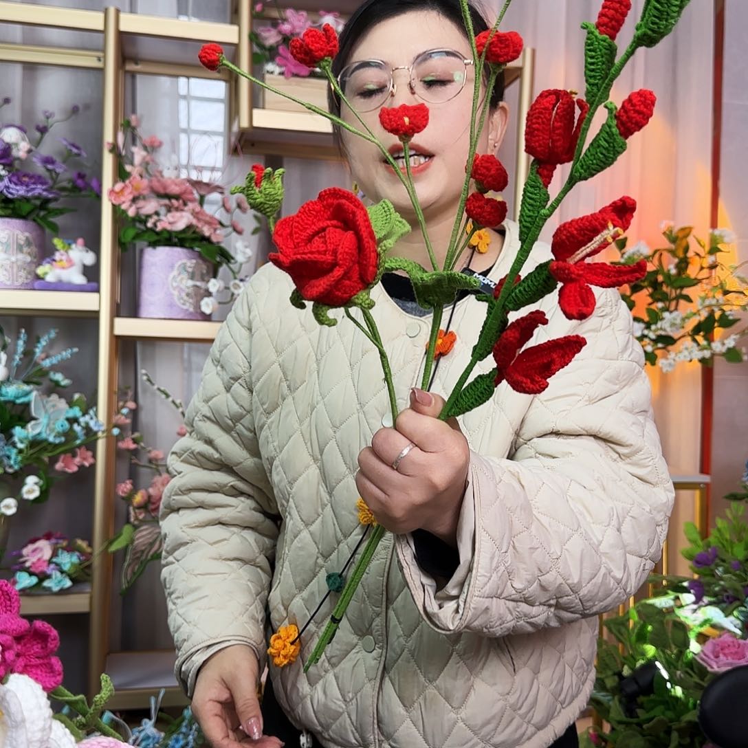 纯手工钩织钩织花束