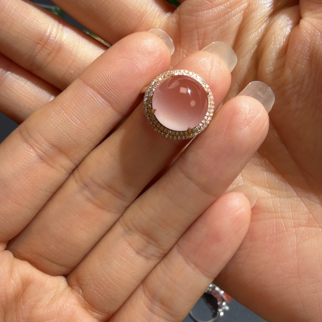 南红玛瑙18K金镶嵌戒指