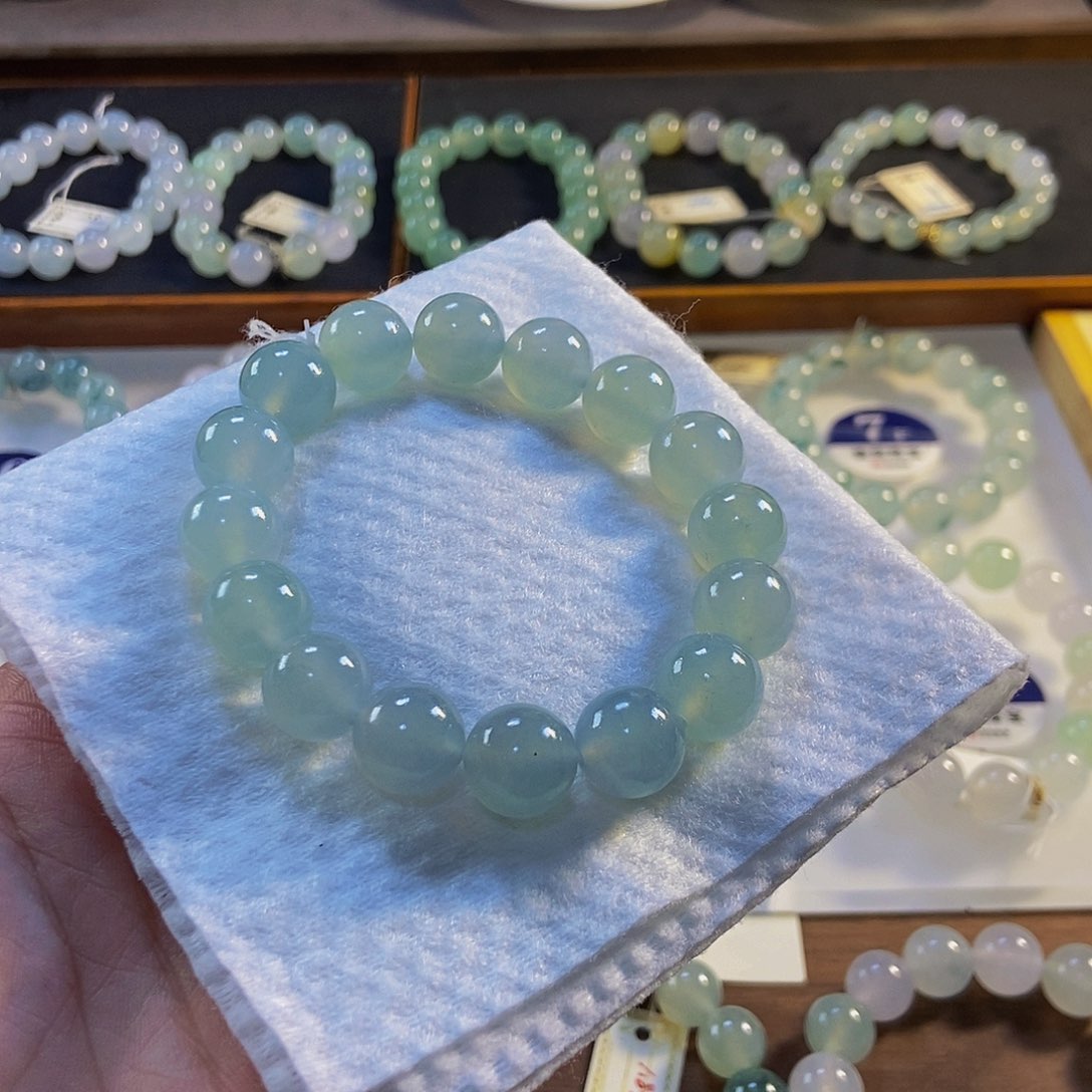 定制翡翠未镶嵌翡翠手串卡12+