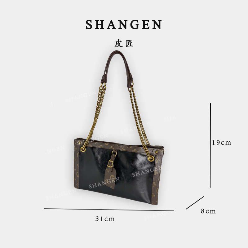 【尚恩CC】SKL-7309-黑/花-轻奢时尚女士新款单肩斜挎包