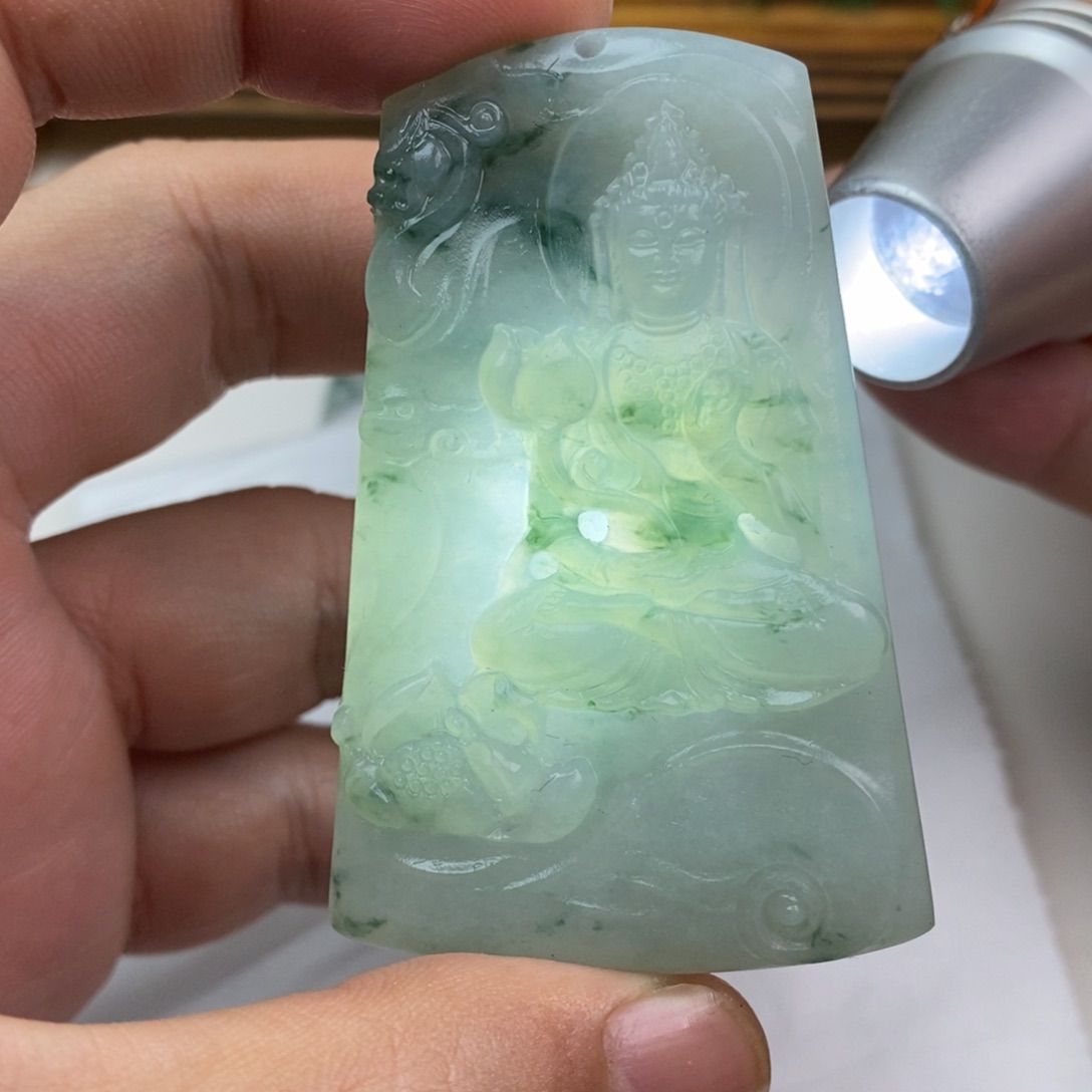 定制翡翠未镶嵌纯天然缅甸翡翠冰胶飘花观音