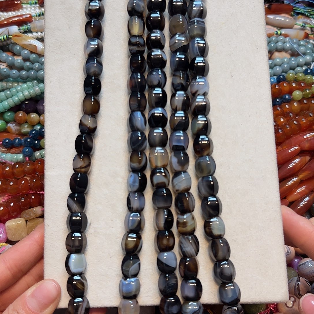 玛瑙/玉髓合金珠宝半成品11mm黑白南瓜一条