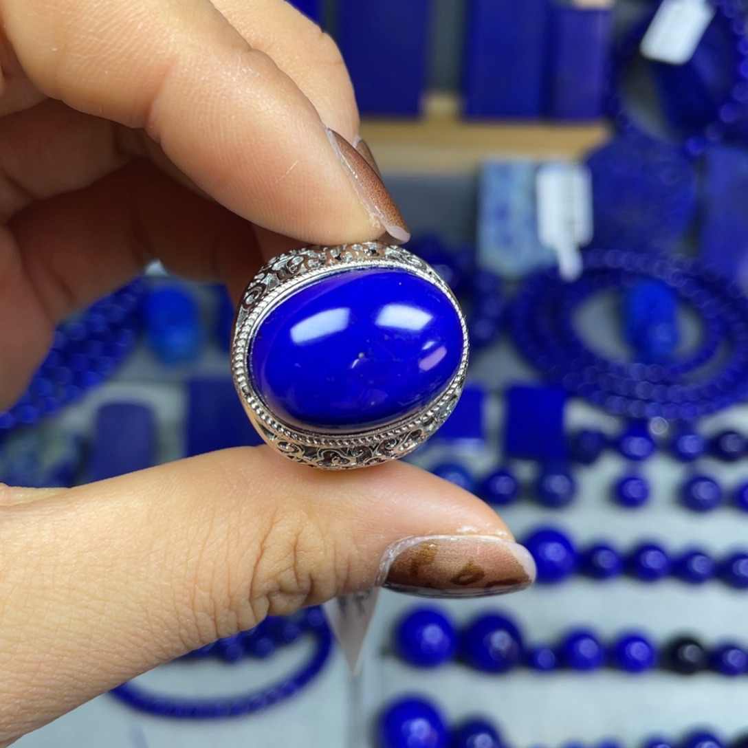 青金石戒指银S925镶嵌