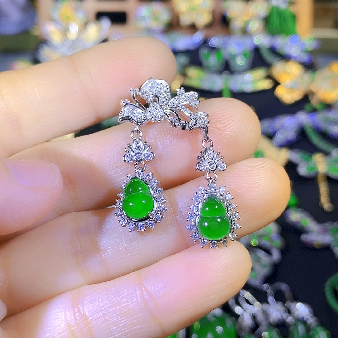 吊坠(不含链)银S925镶嵌翡翠