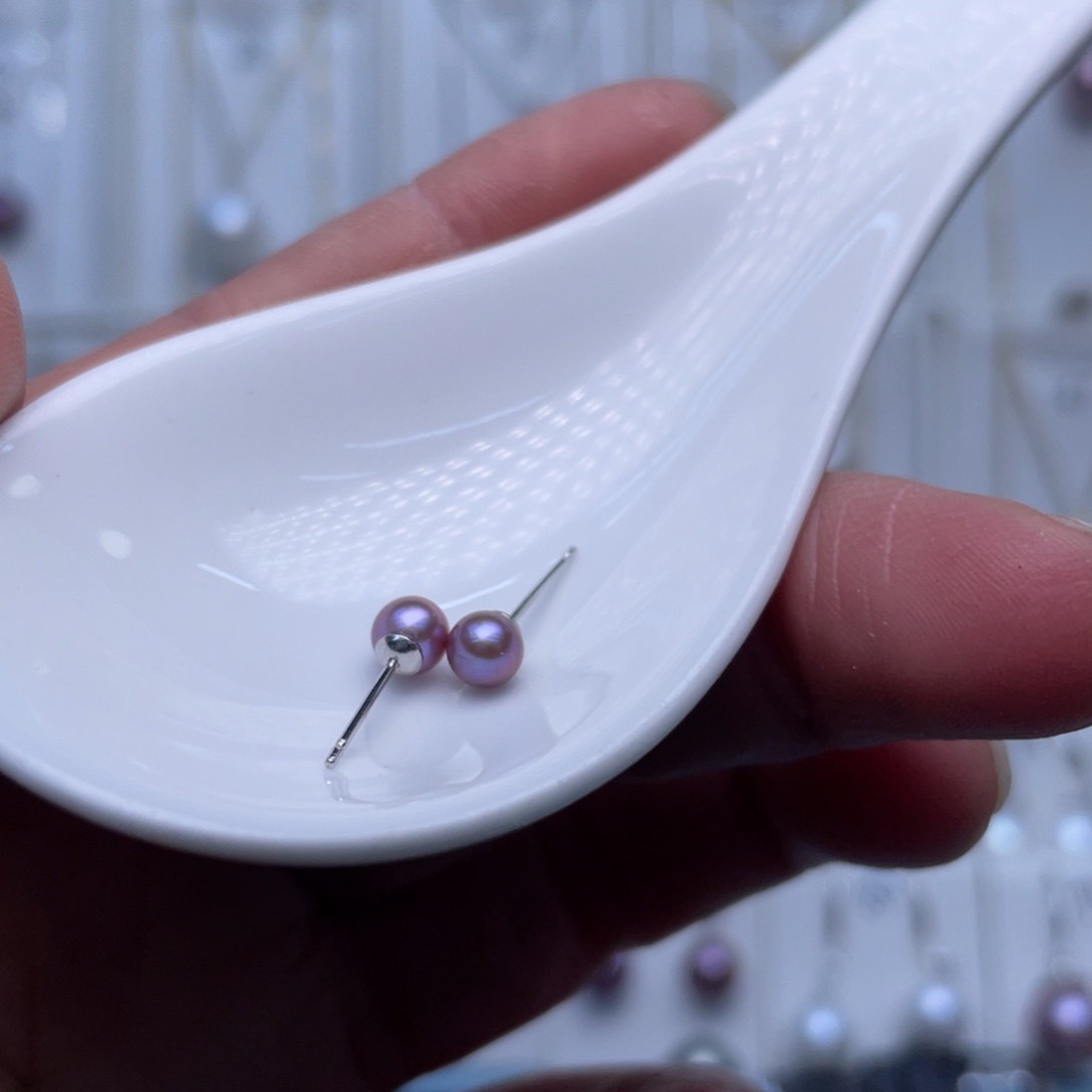 银S925镶嵌耳饰淡水珍珠
