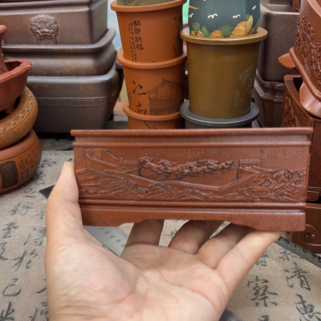 紫砂花盆宜兴紫砂正品13.5x9.5x4.8