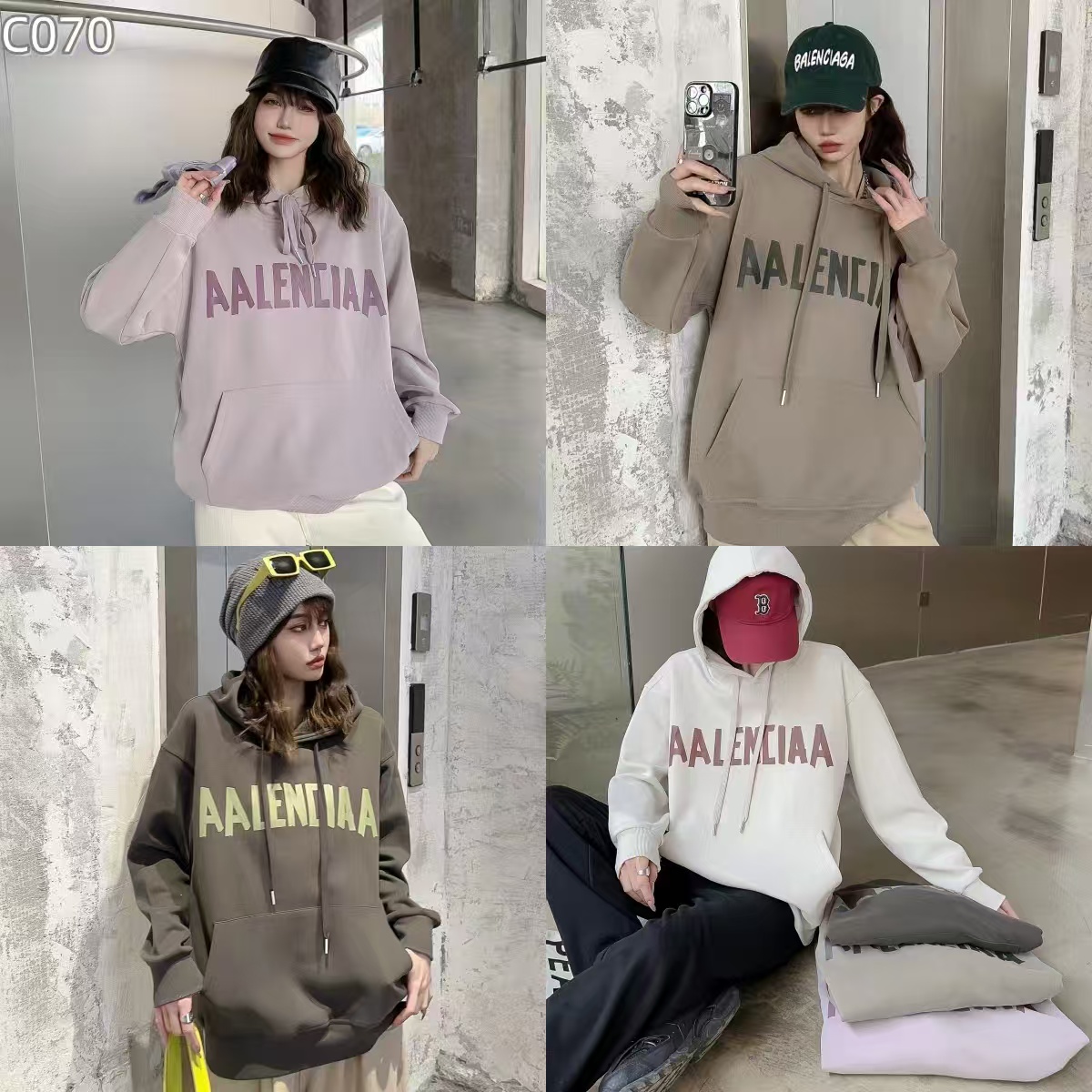 070 日系字母长袖连帽百搭卫衣 F309