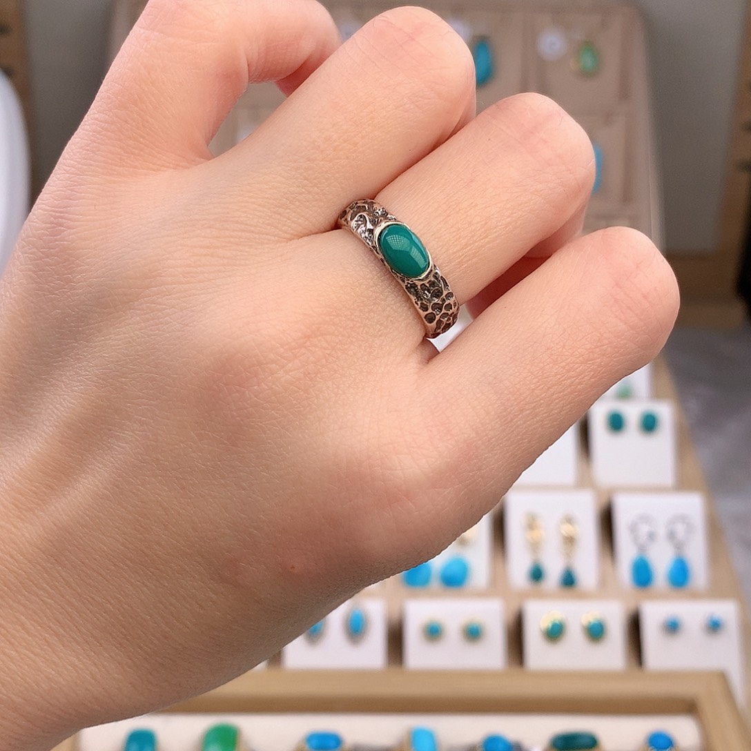 绿松石银S925镶嵌戒指