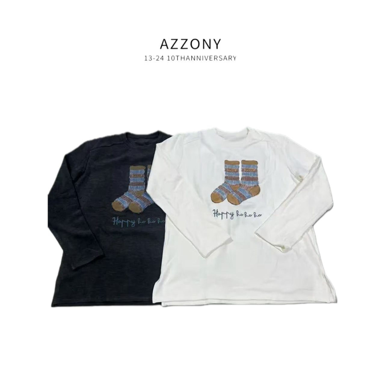 2 Azzony LQ 圣诞袜图案长袖打底T  XY120604 新款 NEW
